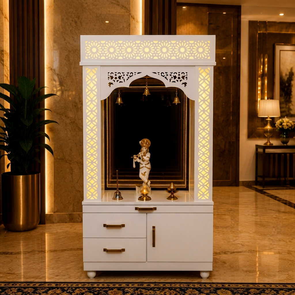 Modern Infinity LED Floor Mandir