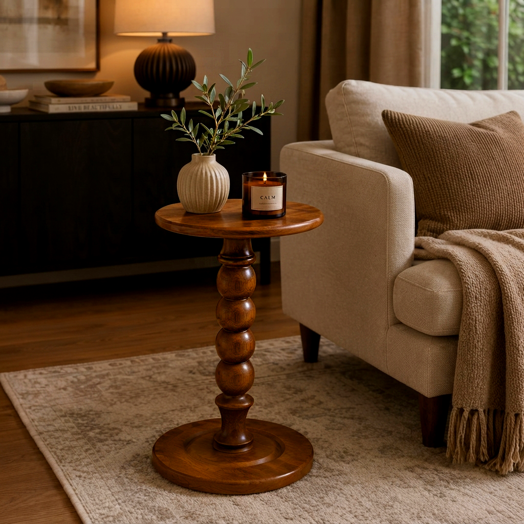 Wooden Siral Side Table