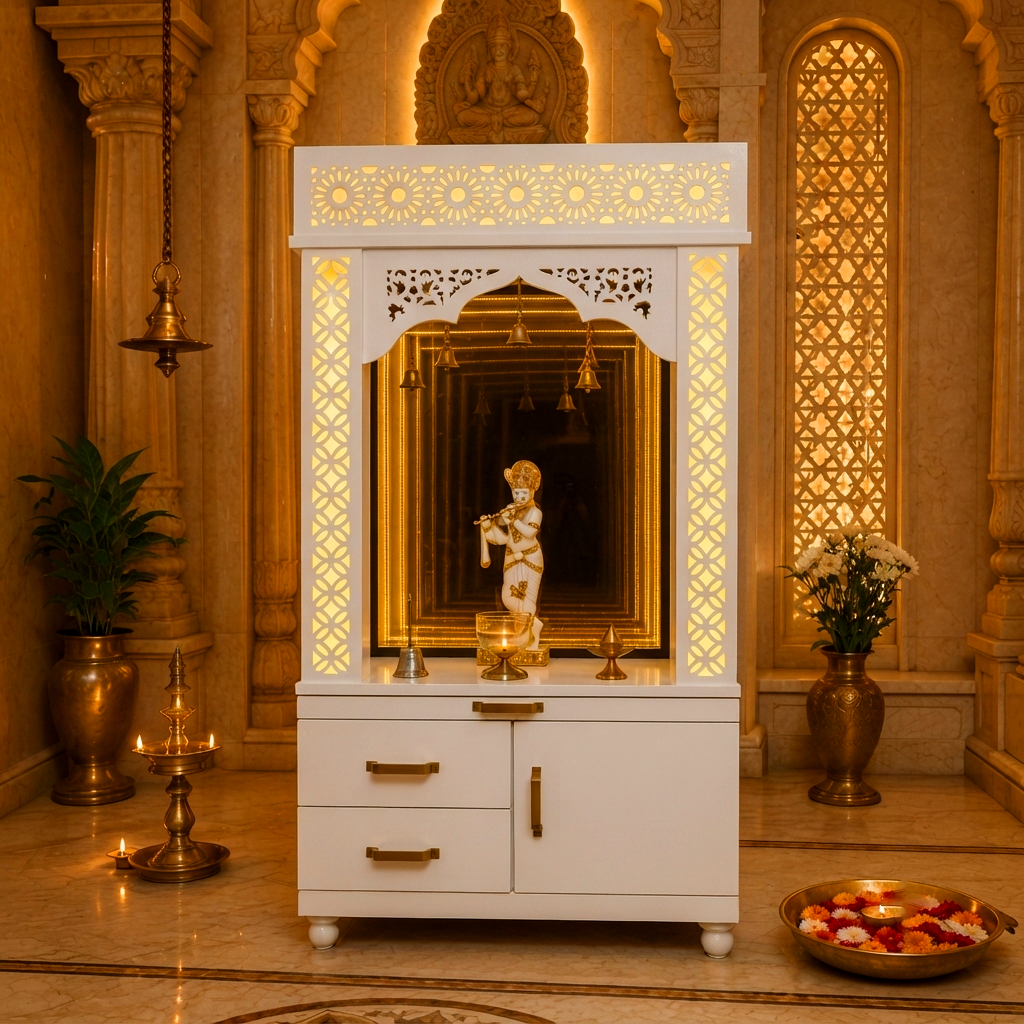 Modern Infinity LED Floor Mandir