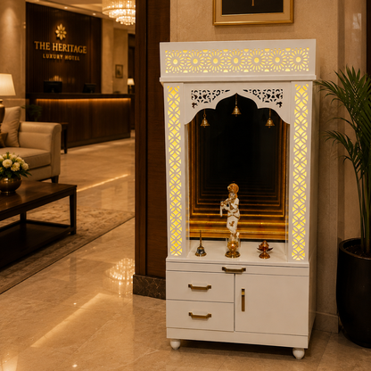 Modern Infinity LED Floor Mandir
