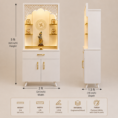 5 ft Ananta Arch Modern Pooja Mandir