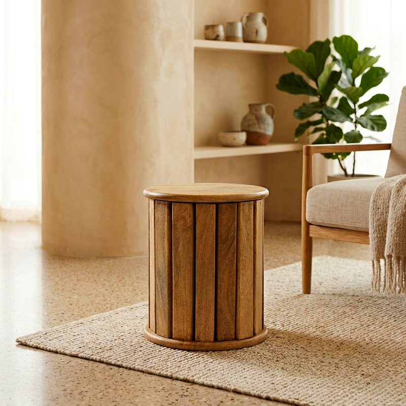 Round 4 Wooden Stools Set space saving