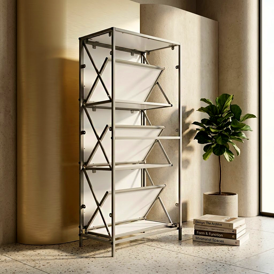 Wall-Mounted Metal Shoe Rack with Flap Doors