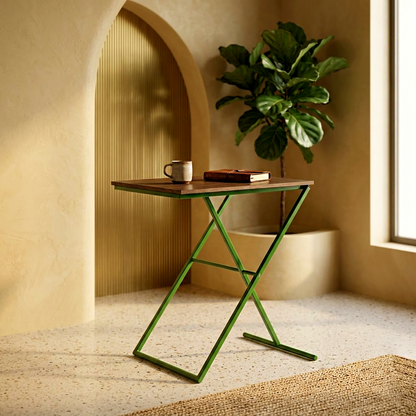 Wooden Top Folding Accent Table