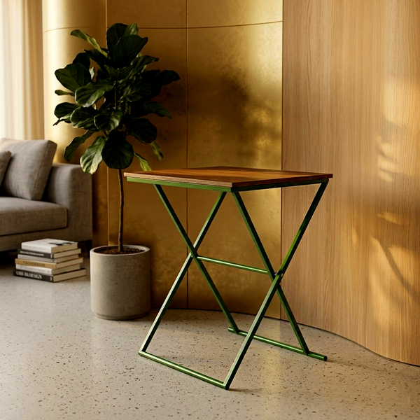Wooden Top Folding Accent Table